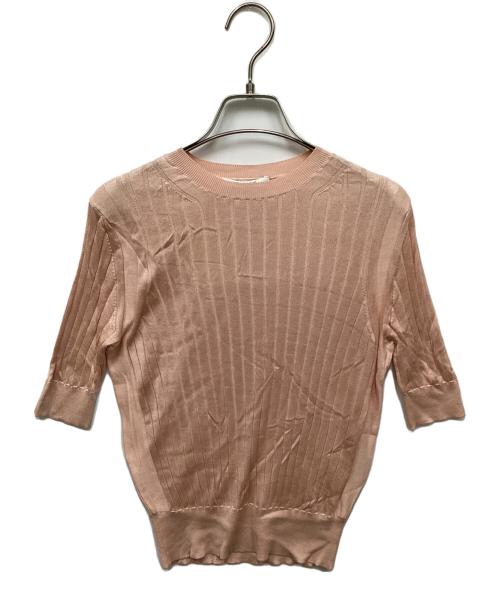 SLOANE（スローン）SLOANE (スローン) 18Gシルクワイドリブ5分袖クルーネック ピンク サイズ:2の古着・服飾アイテム