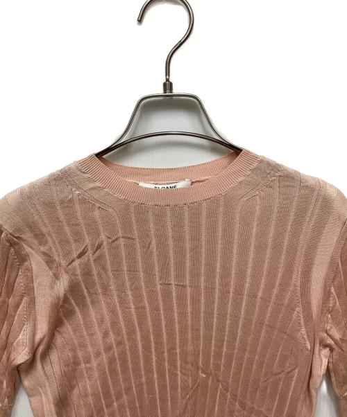 SLOANE（スローン）SLOANE (スローン) 18Gシルクワイドリブ5分袖クルーネック ピンク サイズ:2の古着・服飾アイテム