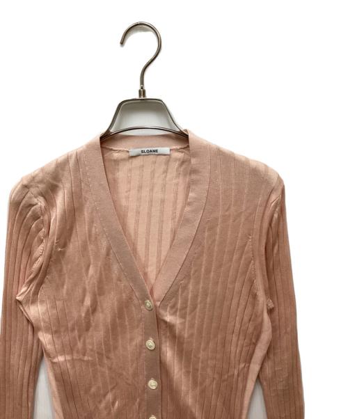 SLOANE（スローン）SLOANE (スローン) 18GシルクリブVネックカーディガン ピンク サイズ:2の古着・服飾アイテム