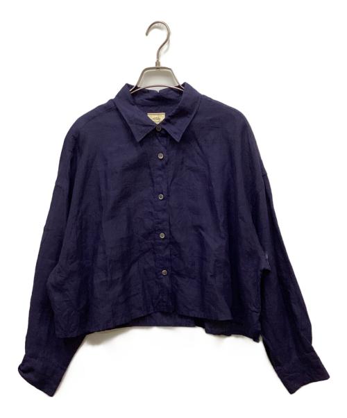 journal standard L'essage（ジャーナルスタンダード レサージュ）journal standard L'essage (ジャーナルスタンダード レサージュ) フレンチリネン ショートシャツ ネイビー サイズ:表記無しの古着・服飾アイテム