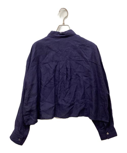 journal standard L'essage（ジャーナルスタンダード レサージュ）journal standard L'essage (ジャーナルスタンダード レサージュ) フレンチリネン ショートシャツ ネイビー サイズ:表記無しの古着・服飾アイテム