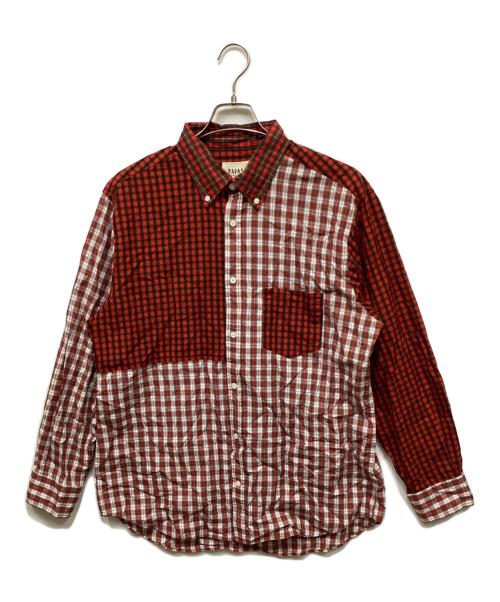 PAPAS PLUS（パパスプラス）PAPAS PLUS (パパスプラス) パネル切替チェックシャツ レッド サイズ:LLの古着・服飾アイテム