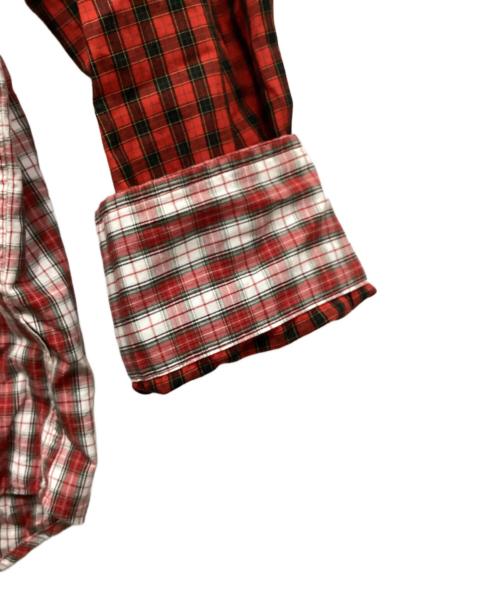 PAPAS PLUS（パパスプラス）PAPAS PLUS (パパスプラス) パネル切替チェックシャツ レッド サイズ:LLの古着・服飾アイテム