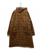 BEAMSビームス）の古着「チェックフーデッドコート」｜ブラウン