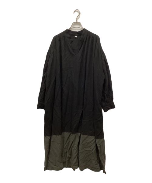 journal standard luxe（ジャーナルスタンダード ラックス）journal standard luxe (ジャーナルスタンダード ラックス) リネン混ブラウスワンピース ブラック×グレー サイズ:表記無しの古着・服飾アイテム