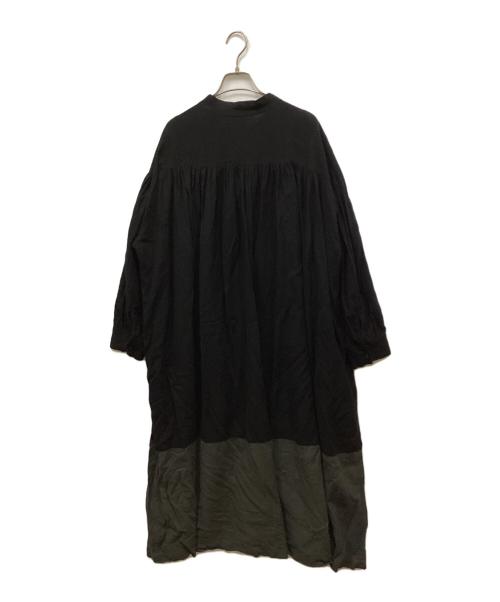 journal standard luxe（ジャーナルスタンダード ラックス）journal standard luxe (ジャーナルスタンダード ラックス) リネン混ブラウスワンピース ブラック×グレー サイズ:表記無しの古着・服飾アイテム