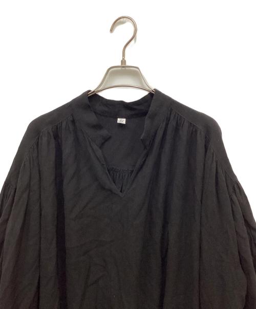 journal standard luxe（ジャーナルスタンダード ラックス）journal standard luxe (ジャーナルスタンダード ラックス) リネン混ブラウスワンピース ブラック×グレー サイズ:表記無しの古着・服飾アイテム