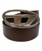 DIESELディーゼル）の古着「ロゴレザーベルト」｜ブラウン