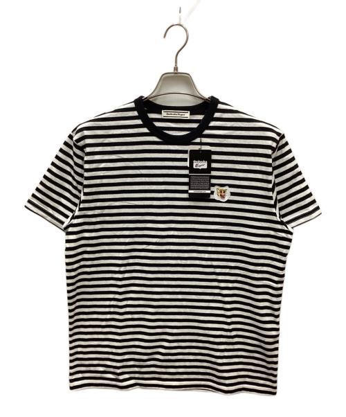Onitsuka Tiger（オニツカタイガー）Onitsuka Tiger (オニツカタイガー) ストライプ Tee/ボーダー柄パッチTシャツ ブラック サイズ:L 未使用品の古着・服飾アイテム