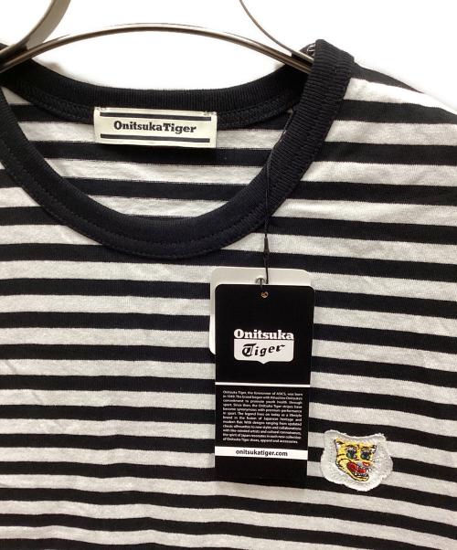 Onitsuka Tiger（オニツカタイガー）Onitsuka Tiger (オニツカタイガー) ストライプ Tee/ボーダー柄パッチTシャツ ブラック サイズ:L 未使用品の古着・服飾アイテム