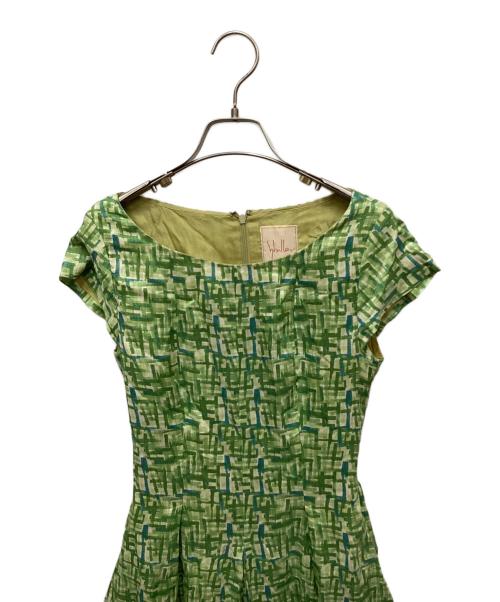 Sybilla（シビラ）Sybilla (シビラ) リネンシルクプリントワンピース 黄緑 サイズ:Mの古着・服飾アイテム