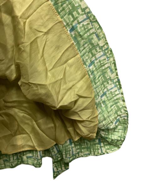 Sybilla（シビラ）Sybilla (シビラ) リネンシルクプリントワンピース 黄緑 サイズ:Mの古着・服飾アイテム