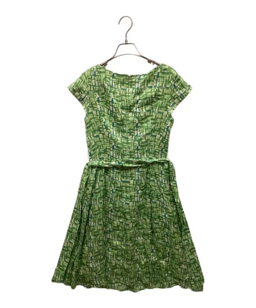 Sybilla（シビラ）Sybilla (シビラ) リネンシルクプリントワンピース 黄緑 サイズ:Mの古着・服飾アイテム