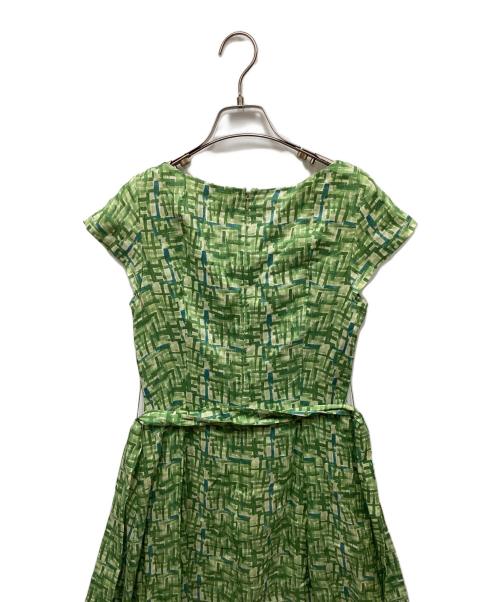 Sybilla（シビラ）Sybilla (シビラ) リネンシルクプリントワンピース 黄緑 サイズ:Mの古着・服飾アイテム