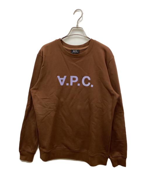 A.P.C.（アーペーセー）A.P.C. (アーペーセー) ロゴスウェット ブラウン サイズ:Lの古着・服飾アイテム