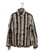NIGEL CABOURNナイジェルケーボン）の古着「マルチストライプリネンシャツ」｜ネイビー