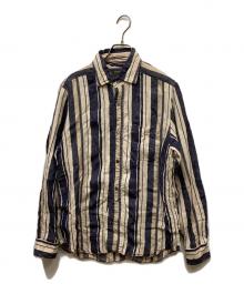 NIGEL CABOURN（ナイジェルケーボン）の古着「マルチストライプリネンシャツ」｜ネイビー