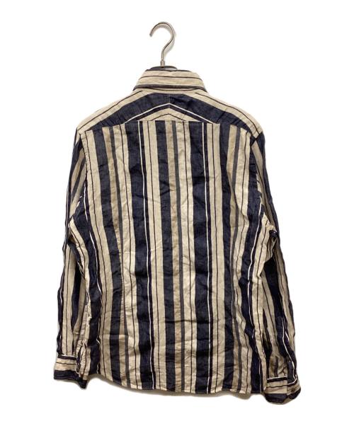 NIGEL CABOURN（ナイジェルケーボン）NIGEL CABOURN (ナイジェルケーボン) マルチストライプリネンシャツ ネイビー サイズ:48の古着・服飾アイテム