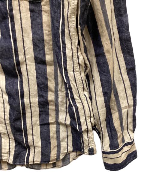 NIGEL CABOURN（ナイジェルケーボン）NIGEL CABOURN (ナイジェルケーボン) マルチストライプリネンシャツ ネイビー サイズ:48の古着・服飾アイテム