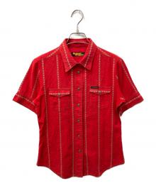 Hysteric Glamour（ヒステリックグラマー）の古着「フラワー刺繍半袖ウエスタンシャツ」｜レッド