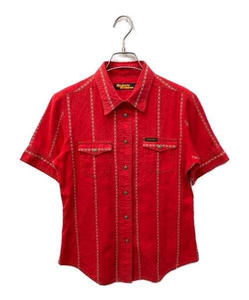 Hysteric Glamour（ヒステリックグラマー）Hysteric Glamour (ヒステリックグラマー) フラワー刺繍半袖ウエスタンシャツ レッド サイズ:FREEの古着・服飾アイテム