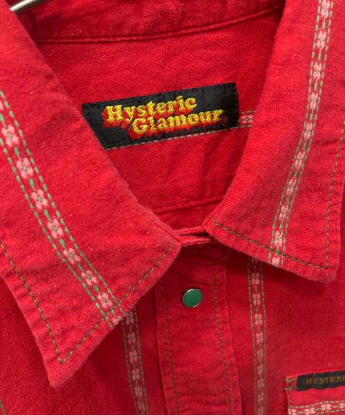 Hysteric Glamour（ヒステリックグラマー）Hysteric Glamour (ヒステリックグラマー) フラワー刺繍半袖ウエスタンシャツ レッド サイズ:FREEの古着・服飾アイテム