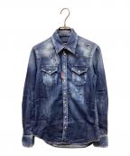 DSQUARED2ディースクエアード）の古着「ダメージ加工デニムウエスタンシャツ」｜インディゴ