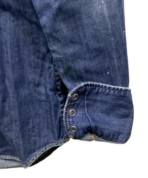 DSQUARED2（ディースクエアード）DSQUARED2 (ディースクエアード) ダメージ加工デニムウエスタンシャツ インディゴ サイズ:34の古着・服飾アイテム
