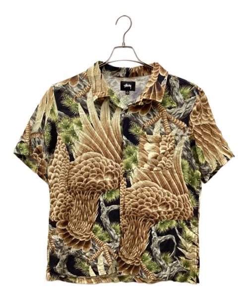 stussy（ステューシー）stussy (ステューシー) オープンカラーシャツ ベージュ×ブラック サイズ:Sの古着・服飾アイテム