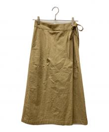 kurashi&trips publishing（クラシアンドトリップス パブリッシング）の古着「こだわりシルエットのリネン混ラップスカート」｜ブラウン