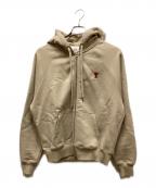 AMI Alexandre Mattiussiアミアレクサンドルマテュッシ）の古着「オーガニックコットン刺繍ジップパーカー」｜ベージュ