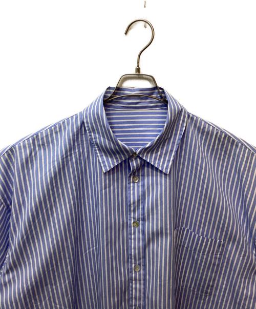 UNGRID（アングリッド）Ungrid (アングリッド) ビッグハーフスリーブストライプシャツ ブルー サイズ:FREEの古着・服飾アイテム