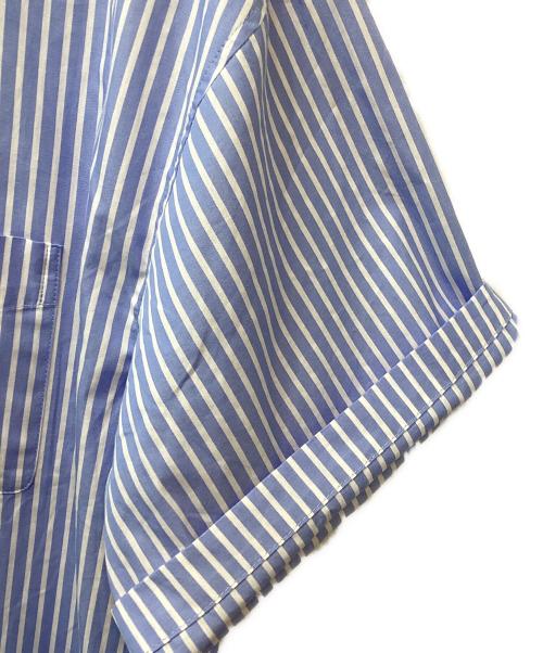 UNGRID（アングリッド）Ungrid (アングリッド) ビッグハーフスリーブストライプシャツ ブルー サイズ:FREEの古着・服飾アイテム