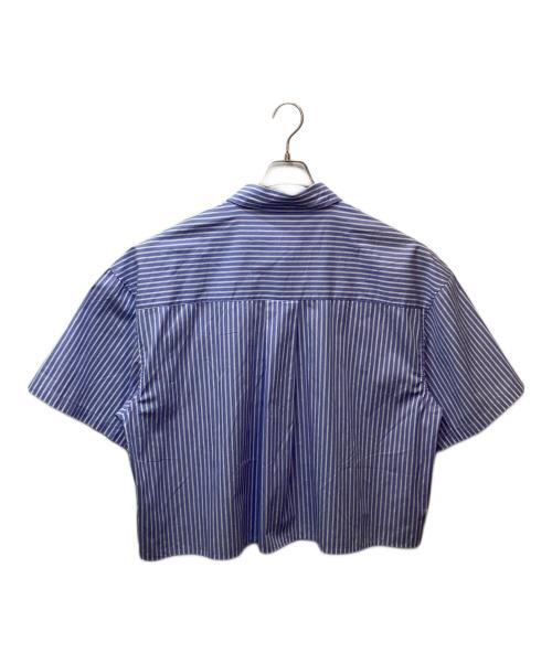 UNGRID（アングリッド）Ungrid (アングリッド) ビッグハーフスリーブストライプシャツ ブルー サイズ:FREEの古着・服飾アイテム