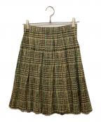 PLEATS PLEASEプリーツプリーズ）の古着「プリーツ膝丈スカート」｜グリーン