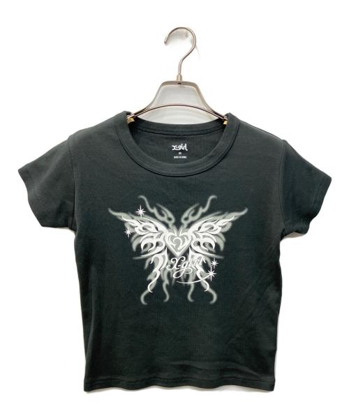 X-GIRL（エックスガール）X-girl (エックスガール) TRIBAL BUTTERFLY S/S BABY TEE/トライバルバタフライベイビーTシャツ グレー サイズ:M 未使用品の古着・服飾アイテム