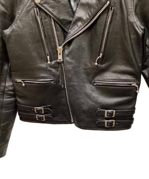 Freeclom（フリークロム）Freeclom (フリークロム) カウレザーダブルジャケット ブラック サイズ:Sの古着・服飾アイテム