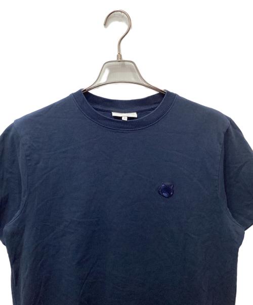 maison kitsune（メゾンキツネ）MAISON KITSUNE (メゾンキツネ) ロゴクルーネックTシャツ ネイビー サイズ:Sの古着・服飾アイテム