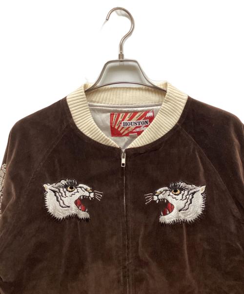HOUSTON（ヒューストン）HOUSTON (ヒューストン) ベロアスカジャン ブラウン サイズ:Lの古着・服飾アイテム
