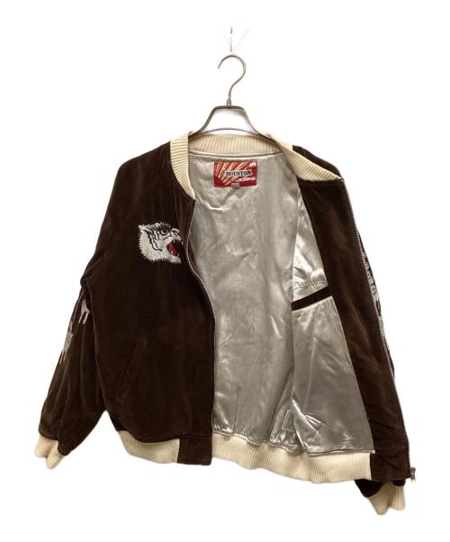 HOUSTON（ヒューストン）HOUSTON (ヒューストン) ベロアスカジャン ブラウン サイズ:Lの古着・服飾アイテム