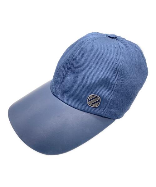 ERMENEGILDO ZEGNA（エルメネジルド・ゼニア）ERMENEGILDO ZEGNA (エルメネジルド・ゼニア) レザー切替キャップ ネイビーの古着・服飾アイテム