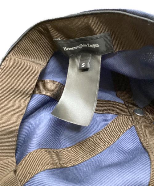 ERMENEGILDO ZEGNA（エルメネジルド・ゼニア）ERMENEGILDO ZEGNA (エルメネジルド・ゼニア) レザー切替キャップ ネイビーの古着・服飾アイテム