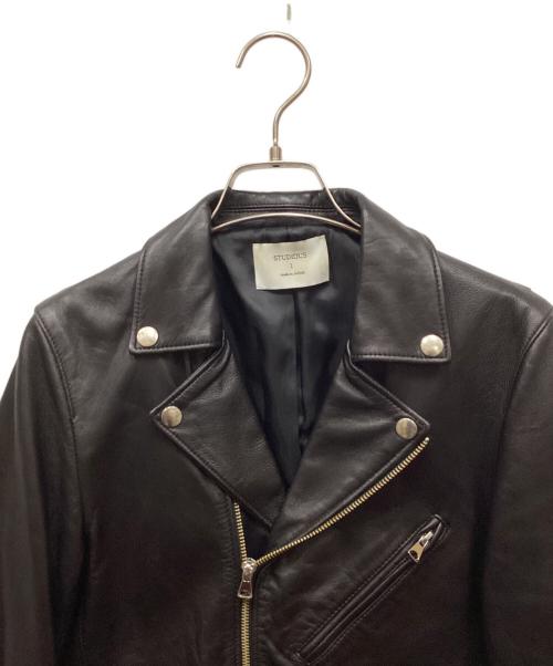 STUDIOUS（ステュディオス）STUDIOUS (ステュディオス) ラムレザーライダースジャケット ブラック サイズ:1の古着・服飾アイテム
