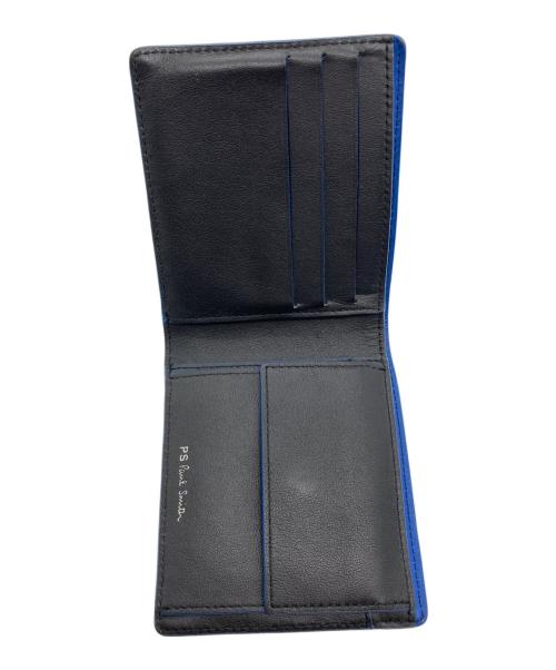 PS Paul Smith（ＰＳポールスミス）PS Paul Smith (ＰＳポールスミス) ゼブラプリント2つ折り財布 ブラック×ブルーの古着・服飾アイテム