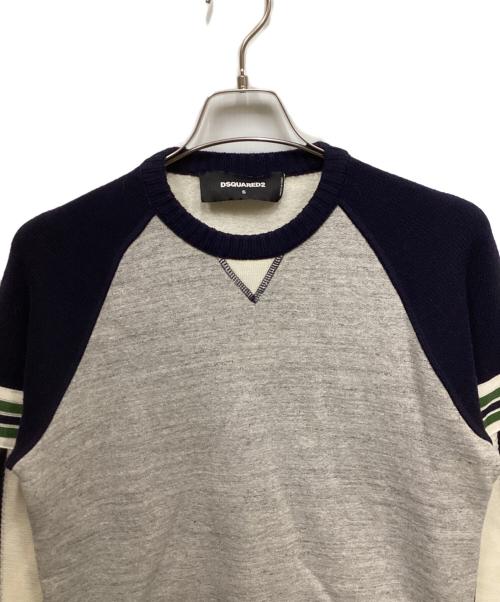 DSQUARED2（ディースクエアード）DSQUARED2 (ディースクエアード) ニット切替スウェット ネイビー×グレー サイズ:sの古着・服飾アイテム