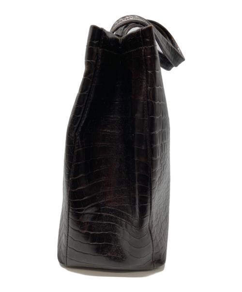 Salvatore Ferragamo（サルヴァトーレ フェラガモ）Salvatore Ferragamo (サルヴァトーレ フェラガモ) ヴァラクロコ型押しトートバッグ ブラウンの古着・服飾アイテム