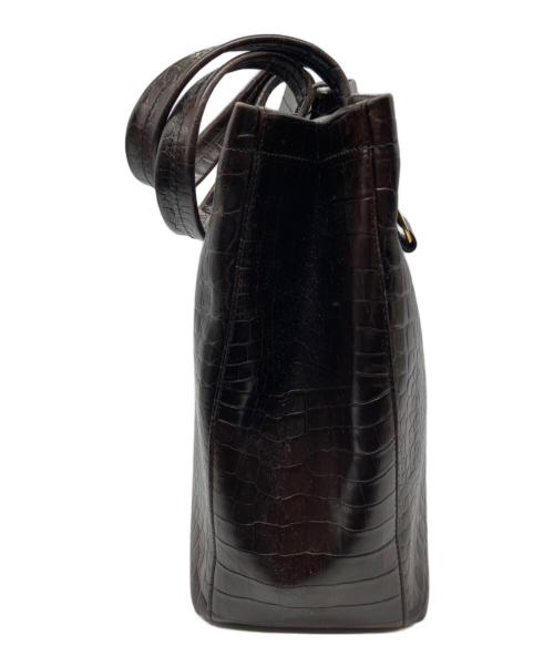 Salvatore Ferragamo（サルヴァトーレ フェラガモ）Salvatore Ferragamo (サルヴァトーレ フェラガモ) ヴァラクロコ型押しトートバッグ ブラウンの古着・服飾アイテム