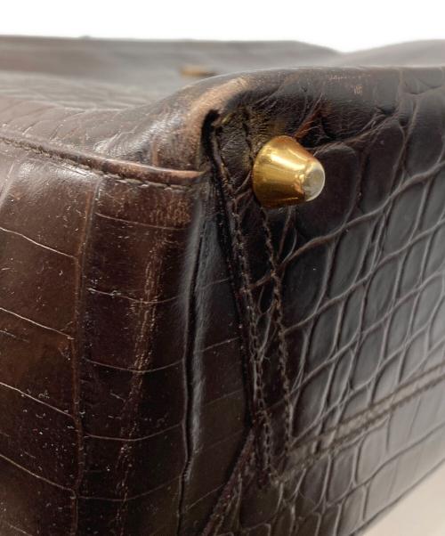 Salvatore Ferragamo（サルヴァトーレ フェラガモ）Salvatore Ferragamo (サルヴァトーレ フェラガモ) ヴァラクロコ型押しトートバッグ ブラウンの古着・服飾アイテム