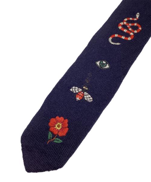 GUCCI（グッチ）GUCCI (グッチ) エンブロイダリータイ ネイビー サイズ:-の古着・服飾アイテム