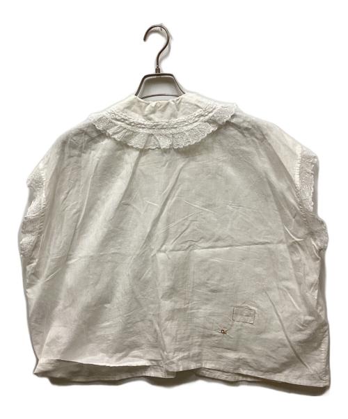 45R（フォーティファイブ・アール）45R (フォーティファイブ・アール) インドカディのレースフリルMシャツ ホワイト サイズ:表記無しの古着・服飾アイテム